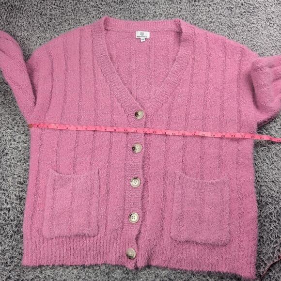 Pink Diamond Sweater Women Medium Pink Cardigan Wool Blend Boho Sheik Casual - Picture 4 of 7